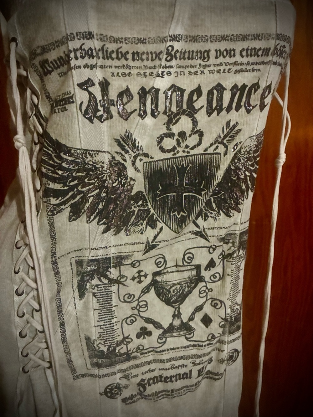 Salvage Edgy Tan w/ Sparkly Black Graphics Tunic Tube Top / Mini Dress - Size M - Picture 5 of 8